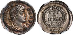 VALENS, A.D. 364-378. AR Siliqua, Antioch Mint, ca. A.D. 367-375. NGC Ch VF. RIC-33/34B1; RSC-96E. Obverse: pearl-diademed, draped and cuirassed bust to right; Reverse: VOT X MVLT XX in four lines wit