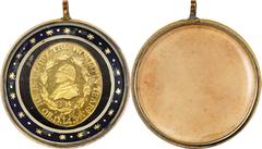 Washington Funeral Medal "1799" (1800) Washington Funeral Medal. Oval, Uniface. Musante GW-75, Baker-169. Gold, in original jewelry housing as issued. MS-65 (PCGS). Pendant is faced in glass on both s