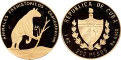 Ancient & World Coins CUBA. Gold 200 Pesos, 1993. Havana Mint. PCGS PROOF-68 Deep Cameo. Fr-78; KM-544. Prehistoric Animals series: Chalicotherium. Mintage: 100. An elusive and enchanting type from a 