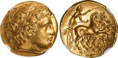 MACEDON. Kingdom of Macedon. Philip III, 323-317 B.C. AV Stater (8.61 gms), Magnesia on the Maeander Mint, ca. 323-319 B.C. NGC Ch AU, Strike: 5/5 Surface: 4/5. SNG ANS-310-4. In the types of Philip I