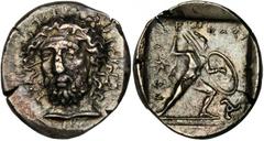 GREEK Dynasts of Lycia LYCIA. Dynasts of Lycia. Perikles. AR Stater (9.79 gms), ca. 380-360 B.C. SNGVonAul-4253. Head of Perikles three quarters facing with flowing hair; Reverse: Warrior advancing ri