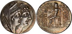 GREEK Seleukid Kingdom SYRIA. Seleukid Kingdom. Cleopatra Thea & Antiochus VIII ca. 125-121 B.C. AR Tetradrachm (16.68 gms). SNGIsrael-2437; BMC-4.86,5. Conjoined diademed heads facing right, Cleopart