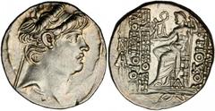 GREEK Seleukid Kingdom SYRIA. Seleukid Kingdom. Antiochus X ca. 94-93 B.C. AR Tetradrachm (15.99 gms). SNGIsrael-2787; BMC-4.97,1. Diademed head of Antiochus X facing right; Reverse: Zeus enthroned le