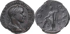 Gordian III, A.D. 238-244 GORDIAN III, A.D. 238-244. AE Sestertius, Rome Mint, A.D. 240. NGC Ch VF. Flan Flaw. RIC-318A. Obverse: Draped and cuirassed bust of right; Reverse: Libertas standing holding