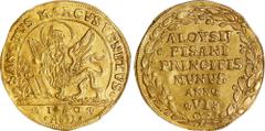 World Coins ITALY. Venice. Gold Osella of 4 Zecchini Weight, 1740 Year VI. Venice Mint. Alvise Pisani. PCGS MS-62. KMX-281, Paolucci-411. Weight 13.97 gms. An exceptionally RARE and desirable Venetian