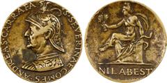 ITALY Girolamo Santacroce (1502-1537). Portrait Medal of Andrea Caraffa, Count of Santa Severina and Viceroy of Naples. 37.0 x 37.5 mm. 33.1 grams. Bronze. Armand II, 108, 13; Kress 109; Pollard 155. 