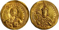 BYZANTINE CONSTANTINE VIII, 1025-1028. AV Histamenon Nomisma (4.40 gms), Constantinople Mint. S-1815. Bust of Christ facing, wearing nimbus. Reverse: Bust of Constantine VIII facing, wearing crown and