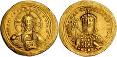 BYZANTINE CONSTANTINE VIII, 1025-1028. AV Histamenon Nomisma (4.40 gms), Constantinople Mint. S-1815. Nimbate bust of Christ facing, holding book of Gospels; Reverse: Bust of Constantine VIII facing w
