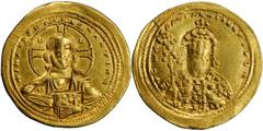 BYZANTINE CONSTANTINE VIII, 1025-1028. AV Histamenon Nomisma (4.39 gms), Constantinople Mint. S-1815. Bust of Christ facing, wearing numbus; Reverse: Bust of Constantine VIII facing, holding labarum. 