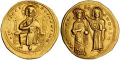 BYZANTINE ROMANUS III, 1028-1034. AV Histamenon Nomisma (4.30 gms), Constantinople Mint. S-1819. Christ seated in throne facing; Reverse: Nimbate Virgin and Romanus standing facing.CHOICE VERY FINE. E