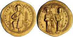 BYZANTINE ROMANUS III, 1028-1034. AV Histamenon Nomisma (4.42 gms), Constantinople Mint. S-1819. Nimbate Christ enthroned facing; Reverse: Nimbate virgin standing facing, crowning standing facing Roma