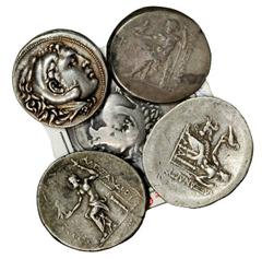 GREEK Unspecified Collection of Alexander III the Great Tetradrachms. 5 pieces in lot. A combination of the high relief and wide flan types, including Corinthian Mint piece and one with a bold and int