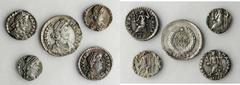 ROMAN EMPIRE ROMAN EMPIRE. AR Siliquas. 5 pieces in lot. Includes Constantine II (2), Honorius, Valentinian II, and Gratian. Pleasing coins. A few with light clipping or corrosion. SOLD AS IS/NO RETUR