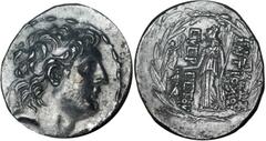 GREEK Seleukid Kingdom CHINA. Seleukid Kingdom. Antiochus VII 138-129 B.C. AR Tetradrachm, ND. NGC AU. SNGIsreal-1858. Diademed bust of Antiochus right; Reverse: Helmeted draped Athena standing left h