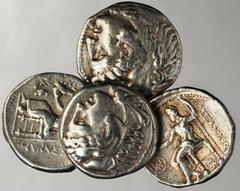 GREEK Alexander III (The Great) KINGDOM OF MACEDON. Alexander III (The Great). (336-323 B.C.). AR Tetradrachms, 336-323 B.C. 4 pieces in lot. Head of Heracles facing right wearing lions scalp; Reverse