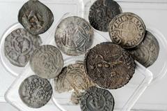 WORLD CROWNS & MINORS MIXED LOTS MIXED LOTS. Lot of Danish and Other Medieval Coinage. 14 pieces in lot. Denmark, Niels, 1104-1334 A.D., AR Penny, delaminating and pieces missing; Valdemar II, 1202-12