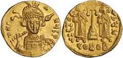 BYZANTINE CONSTANTINE IV, 668-685. Gold Solidus (4.47 gms), Constantinople Mint, 668-685. DOC-8; Sear-1154. "D. N. C - A - NYS P." Cuirassed bust of bearded Constantine IV facing wearing plumed pearl-