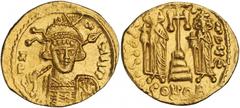 BYZANTINE CONSTANTINE IV, 668-685. Gold Solidus (4.42 gms), Constantinople Mint, 668-685. DOC-10; Sear-1156. "D. N. C - A - NYS P." Cuirassed bust of bearded Constantine IV facing wearing crested plum