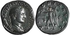 ROMAN EMPIRE GORDIAN I AFRICANUS, A.D. 238. AE Sestertius (19.64 gms), Rome Mint, A.D. 238. RIC-12. Laureate draped and cuirassed bust of Gordian I right; Reverse: Victory advancing left holding wreat