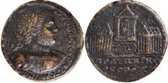 Pergamum (Bergama) MYSIA. Pergamum (Bergama). Caracalla (198-217 A.D.). AE Medallion (38.32 gms). SNG Cop-500. Laureate and cuirassed bust right; Reverse: Three temples, two of which are seen in persp