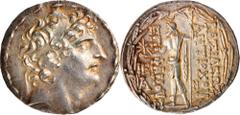 Seleukid Kingdom SYRIA. Seleukid Kingdom. Antiochus VIII 128-96 B.C. AR Tetradrachm (16.51 gms). SNG Israel-2495; BMC-4.88, 10. Diademed head of Antiochus VIII facing right; Reverse: Draped Zeus stand