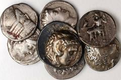 ANCIENT GREEK. Lot of (8) AR Tetradrachms. 8 pieces in lot. Contains a lovely variety of Tetradrachms, including (2) pieces from Alexander the Great, Phoenician pieces and other stunning silver pieces