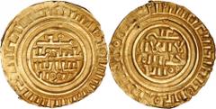 CRUSADER STATES. AV Dinar (Saracenic Bezant), Second Phasr (1148/59-87). Antioch Mint? 3.42 gms. cf.Fr-1a (under Jerusalem); Malloy-9; cf.Metcalf-487. Imitative of a Fatimid Dinar with crescent above 