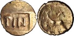 BRITANNIA. Celtic Britain. Atrebates. AV Quarter-Stater (1.20 gms), Tincommius (late 2nd Century B.C. to Early 1st Century A.D.), ca. 25-20 B.C. S-78; VA-379-1; BMC-827. "TIN" inscribed on tablet; Rev