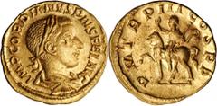 GORDIAN III AFRICANUS, A.D. 238-244. AV Aureus (4.65 gms), Rome Mint, ca. A.D. 240. RIC-80; Calico-3220. RARE type. Laureate, draped and cuirassed bust of Gordian III facing right; Reverse: Gordian II