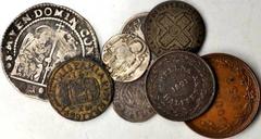 MIXED LOTS. European Crowns & Minors, ca.1280-1858. 8 pieces in lot. Comprised of pieces from Spain, Italy, Switzerland, Guernsey and Saint Helena. A varied assemblage of older silver, billon and copp
