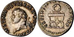 TITUS, A.D. 79-81. AR Denarius (3.48 gms), Rome Mint, A.D. 80. RIC-109. "IMP TITVS CAES VESPASIAN AVG P M", laureate head of Titus facing left; Reverse: "TR P IX IMP XV COS VIII P P", wreath above two