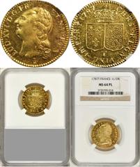 FRANCE FRANCE. Louis d'Or, 1787-T. Louis XVI (1774-90). NGC MS-64 PL. Fr-475; Gad-339; KM-591.14. Finest seen at both NGC and PCGS. Outlandishly high quality for an 18th century issue, a museum piece 