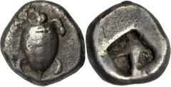 Aegina AEGINA. AR Obol (1.04 gms), ca. 480-457 B.C. Milbank-pl. I#7; SNGCop-511; SNGDelepierre-1520. Sea turtle with T-pattern of dots on shell; Reverse: Incuse skew pattern. Well centered turtle on a