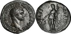 Domitian as Caesar, A.D. 69-81 DOMITIAN AS CAESAR, A.D. 69-81. AE Dupondius (9.57 gms), Rome Mint, ca. A.D. 80-81. RIC (Titus)-308. "CAES DIVI AVG VESP F DOMITIAN COS VII" Laureate head of Domitian fa