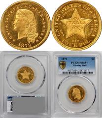 Four-Dollar Gold Stella Wonderful Premium Gem 1879 Flowing Hair Stella Off the Market Since the 1950s 1879 Four-Dollar Gold Stella. Flowing Hair. Judd-1635, Pollock-1833. Rarity-3. Gold. Reeded Edge. 
