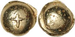 Celtic CELTIC. East Central Gaul. The Senones. AV Ball Stater (7.42 gms), 100-80 B.C. EXTREMELY FINE. Castelin-704. Plain globular piece with protruding rim, cross in relief on one side. Neat and inte