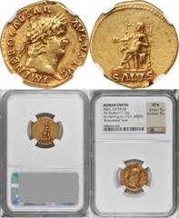 Nero, A.D. 54-68 Highly Attractive Nero Aureus NERO, A.D. 54-68. AV Aureus (7.18 gms), Rome Mint, ca. A.D. 66-67. NGC EF*, Strike: 5/5 Surface: 5/5. RIC-66; Calico-445. "IMP NERO CAESAR AVGVSTVS" Laur