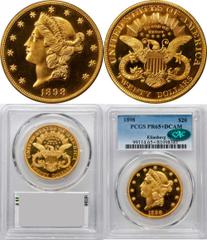 Liberty Double Eagle Gem Deep Cameo Proof 1898 Double Eagle The Eliasberg SpecimenAmong the Finest Known 1898 Liberty Double Eagle. Proof-65+ Deep Cameo (PCGS). CAC. This is a superior quality example