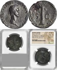 Nerva, A.D. 96-98 NERVA, A.D. 96-98. AE Sestertius (21.24 gms), Rome Mint, A.D. 96. NGC Ch VF, Strike: 5/5 Surface: 2/5. Fine Style. RIC-58. "IMP NERVA CAES AVG P M TR P COS II P P" Laureate head of N