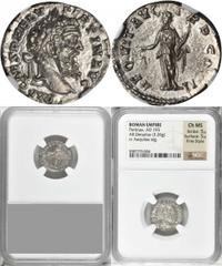Pertinax, A.D. 193 PERTINAX, A.D. 193. AR Denarius (3.26 gms), Rome Mint, A.D. 193. NGC Ch MS, Strike: 5/5 Surface: 5/5. Fine Style. RIC-1a. "IMP CAES P HELV PERTIN AVG" Laureate head of Pertinax faci