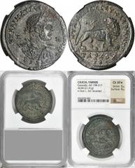 Caracalla, A.D. 198-217 CARACALLA, A.D. 198-217. CILICIA, Tarsus. AE 34 (21.51 gms). NGC Ch EF*, Strike: 5/5 Surface: 4/5. SNG von Aulock-6013. Laureate and armored bust of Caracalla facing right; Rev