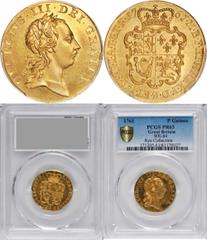 GREAT BRITAIN Choice Pattern Guinea by Yeo GREAT BRITAIN. Pattern Guinea, 1761. George III (1760-1820). PCGS PROOF-63 Secure Holder. WR-84(R4); Montagu-517; Murdoch-128; DM-97. Wilson & Rasmussen esti