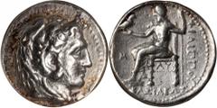 Philip III, 323-317 B.C MACEDON. Kingdom of Macedon. Philip III, 323-317 B.C. AR Tetradrachm (17.10 gms), Babylon Mint. VERY FINE. Pr-P181c. Head of Heracles right wearing lion's scalp; Reverse: Zeus 