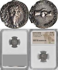 Nerva, A.D. 96-98 NERVA, A.D. 96-98. AR Denarius (3.15 gms), Rome Mint, A.D. 97. NGC Ch EF, Strike: 5/5 Surface: 4/5. RIC-14. "IMP NERVA CAES AVG P M TR P COS III P P" Laureate head of Nerva facing ri