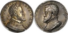Early American and Betts Medals Rare and Important Treaty of Vaucelles Medal Betts-1 Undated (1556) Philip II, King of the New World, Treaty of Vaucelles. Cast and Chased Silver. 34.7 mm. 13.2 grams. 