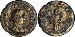 Valerian I, A.D. 253-260 VALERIAN I, A.D. 253-260. AE Sestertius (19.08 gms), Rome Mint, ND. NGC EF, Strike: 5/5 Surface: 3/5. RIC-155; Cohen-40. "IMP C P LIC VALERIANVS AVG" Laureate, draped bust of 