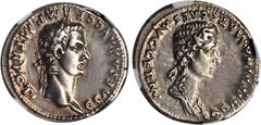 CALIGULA, A.D. 37-41. AR Denarius (3.77 gms), Rome Mint, ca. A.D. 37-38. RIC-14. "C CAESAR AVG GERM P M TR POT", Laureate head of Caligula right; Reverse: "AGRIPPINA MAT C CAES AVG GERM", draped bust 