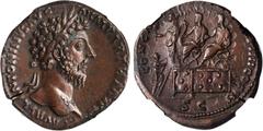 MARCUS AURELIUS, A.D. 161-180. AE Sestertius (25.42 gms), Rome Mint, ca. A.D. 165-166. RIC-915. "M ANTONINVS AVG ARM PARTH MAX" Laureate head of Marcus Aurelius facing right; Reverse: "CONG AVG III TR