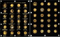 Los Angeles Olympiad Gold $10 Complete Type Set of Modern Commemorative Gold Coins. Proof Deep Cameo (Uncertified). The coins are housed in a black Capital Plastics holder. Included are: 1984-S Los An
