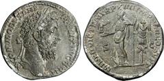 COMMODUS, A.D. 177-192. AE Sestertius, Rome Mint, ca. A.D. 188-89. ICG EF 40. RIC-528. "M COMMODVS ANT P FELIX AVG BRIT" Laureate head of Commodus facing right; Reverse: "MINER VICT P M TR P XIIII IMP